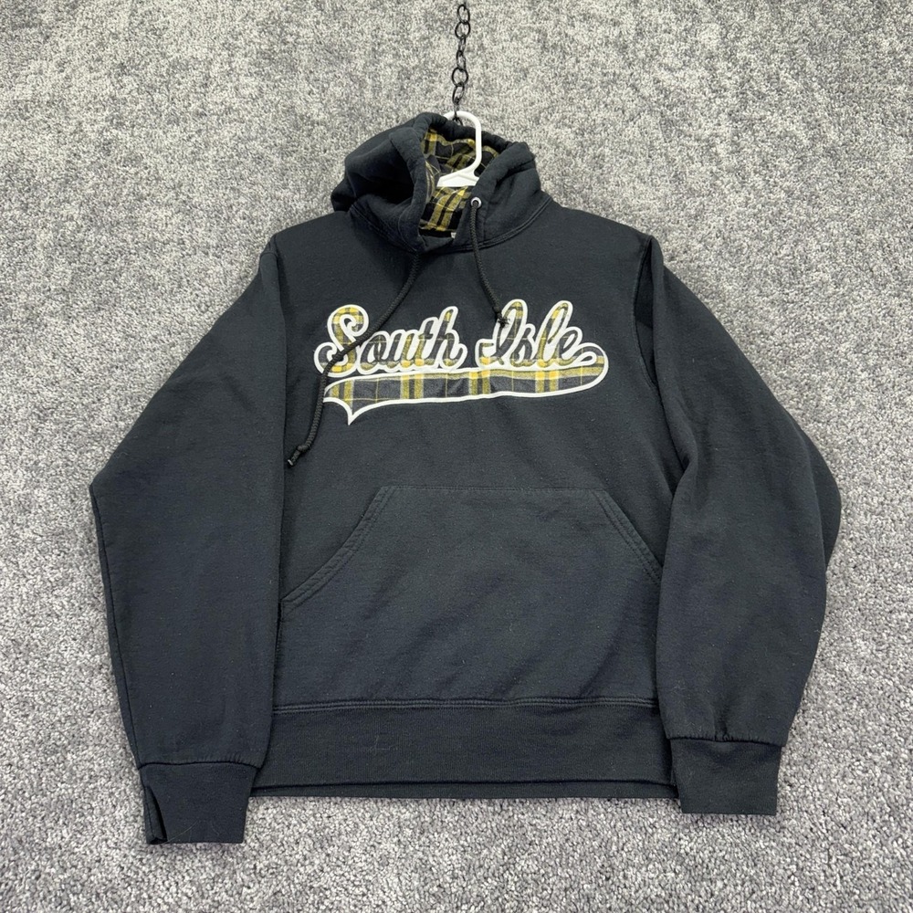 Boxercraft Hoodie Mens Small Black Fleece Pullover South Isle Graphic Plaid Hood